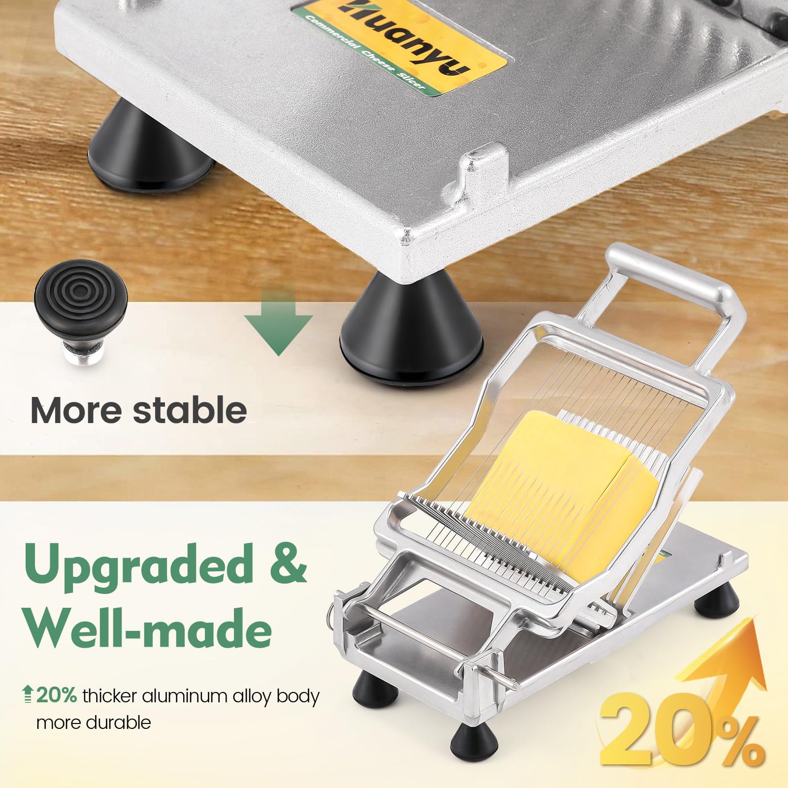 Huanyu Commercial Cheese Slicer with 0.5cm Cutting Board Stainless Steel Cheese Cutter with Wire Multifunctional Wire Cutter for Cheese Butter and Luncheon Meat - Image 2