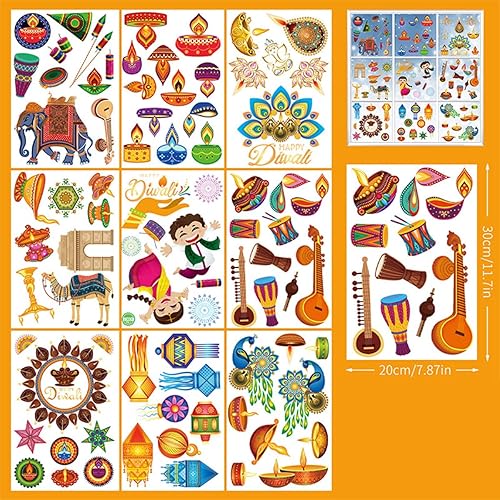 Miniatura 5 de Diwali - Calcomanías para ventana, calcomanías estáticas de vidrio de océano para puerta corrediza, calcomanías de ventana de fiesta, calcomanías de