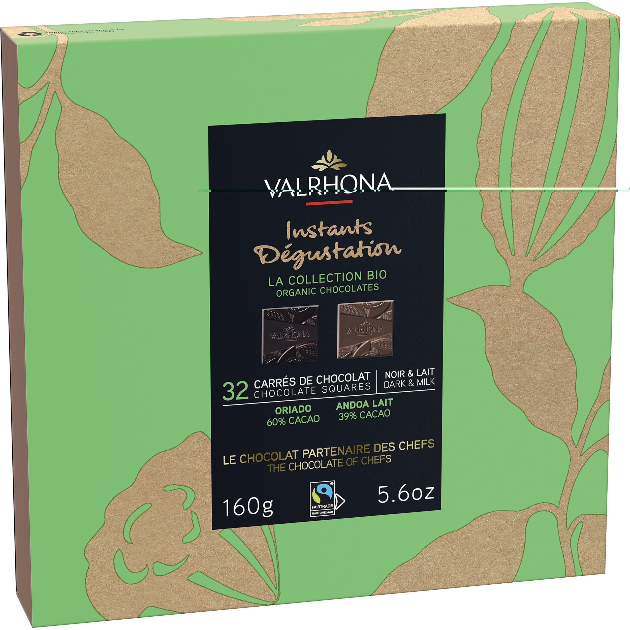 Valrhona Schachtel 32 Bio-Schokoladentäfelchen Frankreich inkl. FeinWert E-Book (3 x 160g)