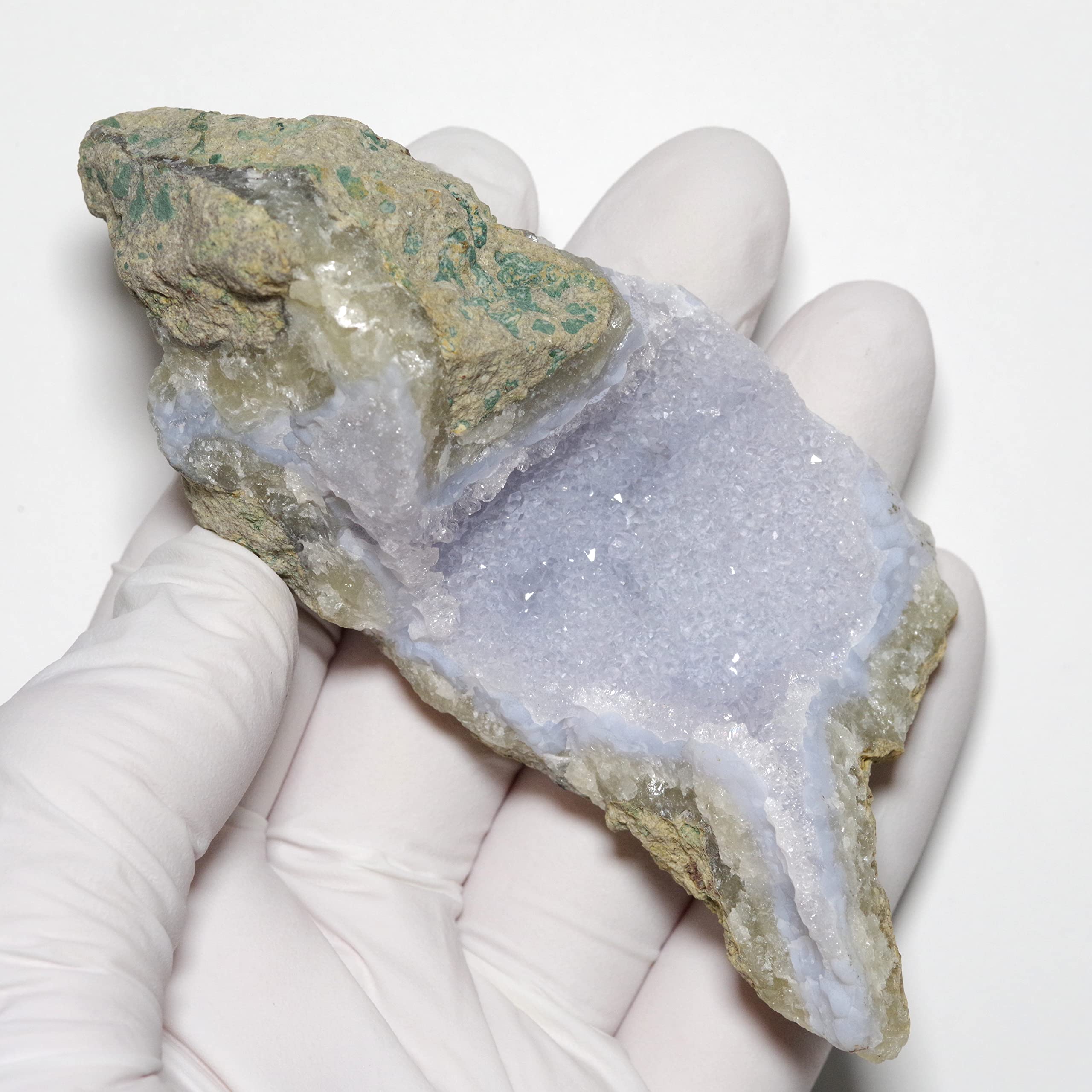 Amazon | [N2 stone Natural] 天然鉱物 ブルーレースアゲート ジオード