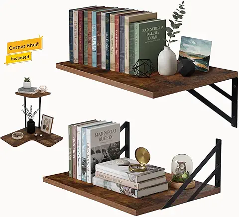 Rustic Brown Floating Shelves for Icon Corner