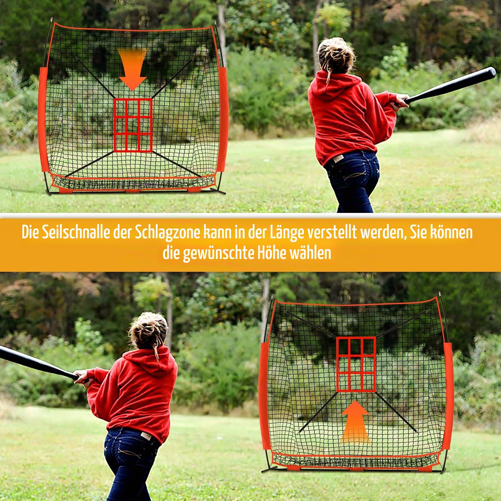 Baseball- und Softball-Trainingsnetz mit Schlagzone Wurfnetz mit Tee Tragbare Schlagnetze Trainingsbegleiter für die Technik