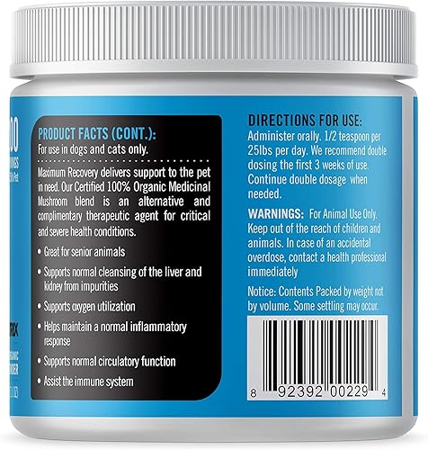 Miniatura 9 de Mushroom Matrix Suplemento en polvo de hongos orgánicos caninos para recuperación y apoyo para personas mayores, 7.05 oz (el embalaje puede variar)