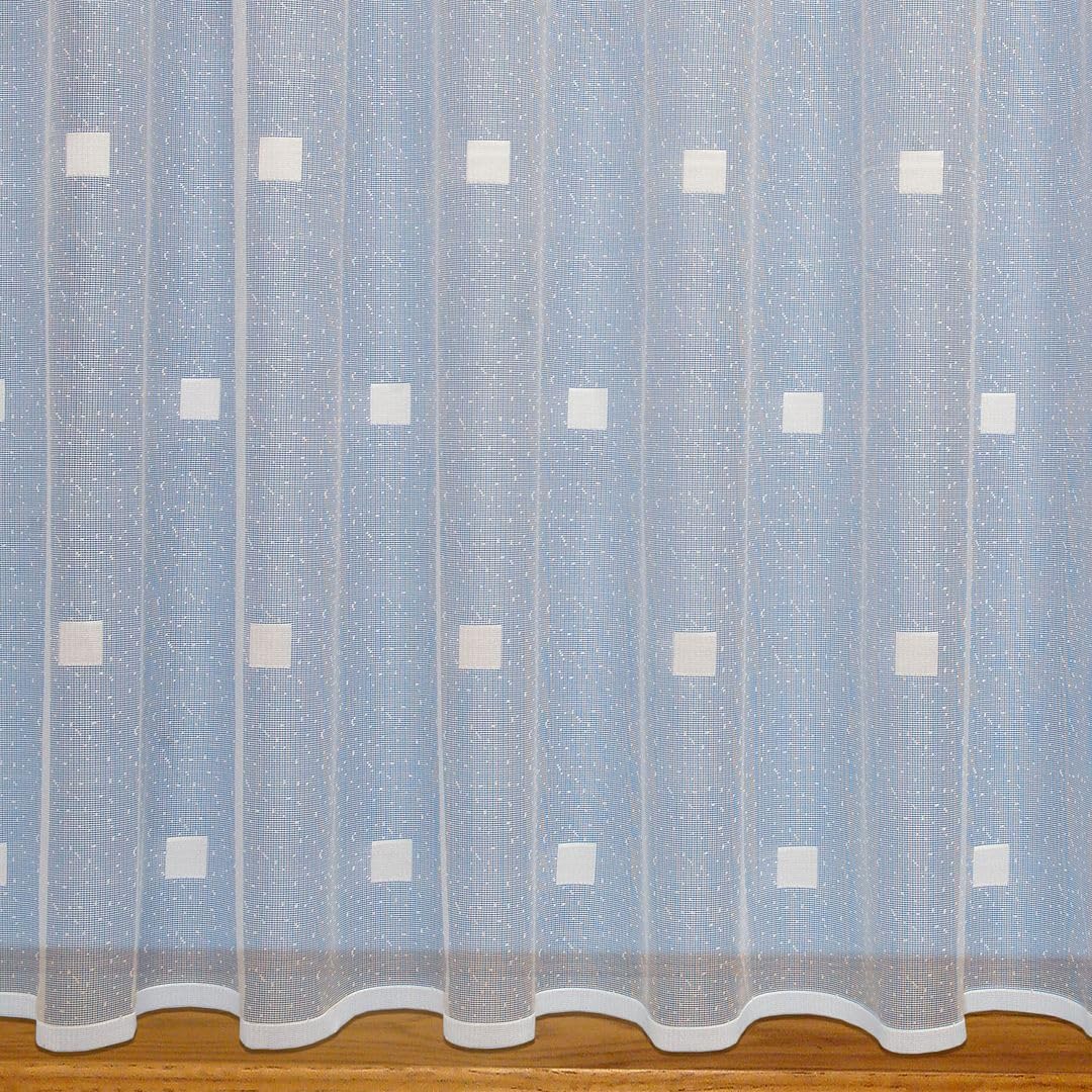 John Aird White - Square Design Net Curtain - Sold In Set Sizes (5 Metres Width, Drop: 81" (206Cm))