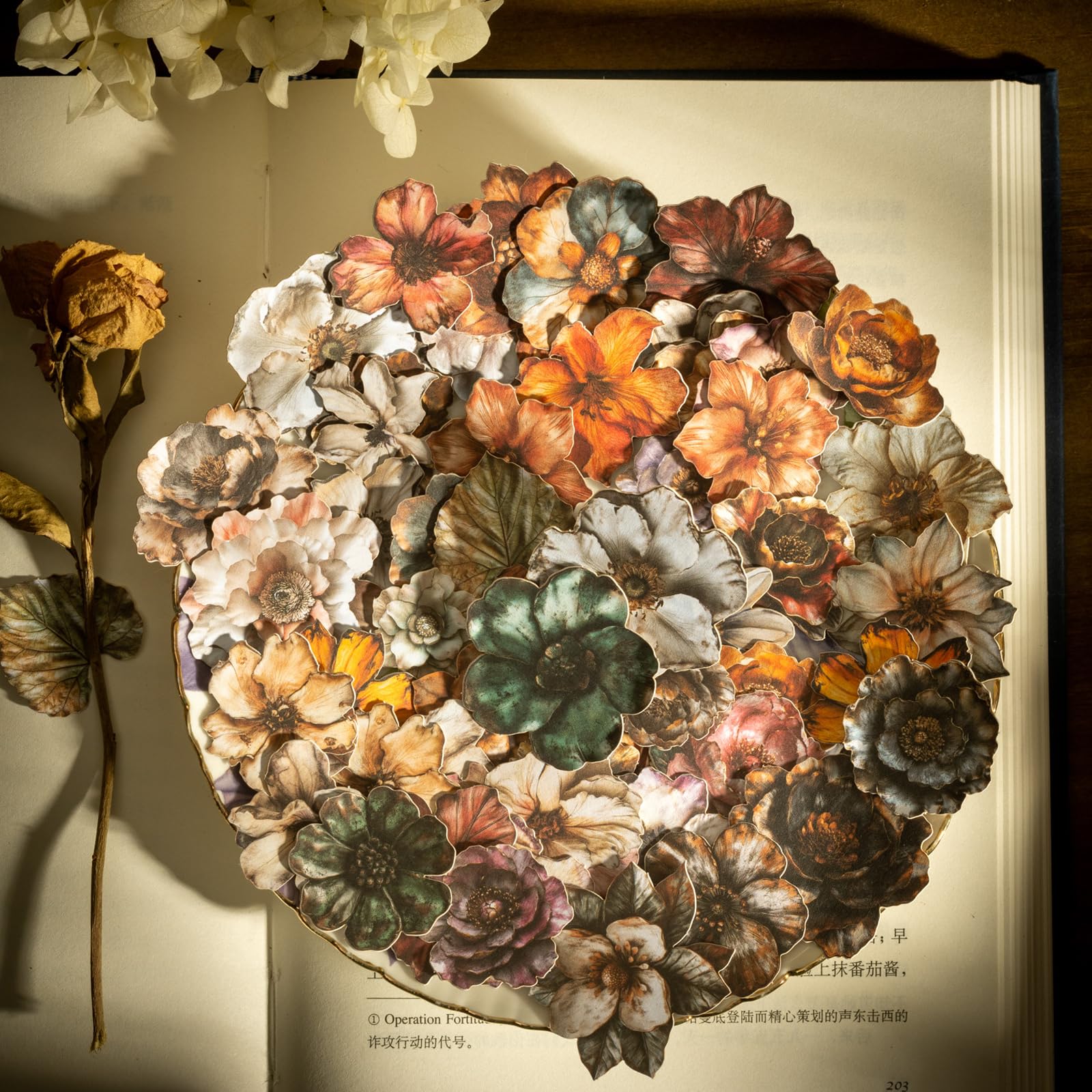 Vintage Flower Scrapbook Stickers,Scrapbooking Supplies for Junk Journal