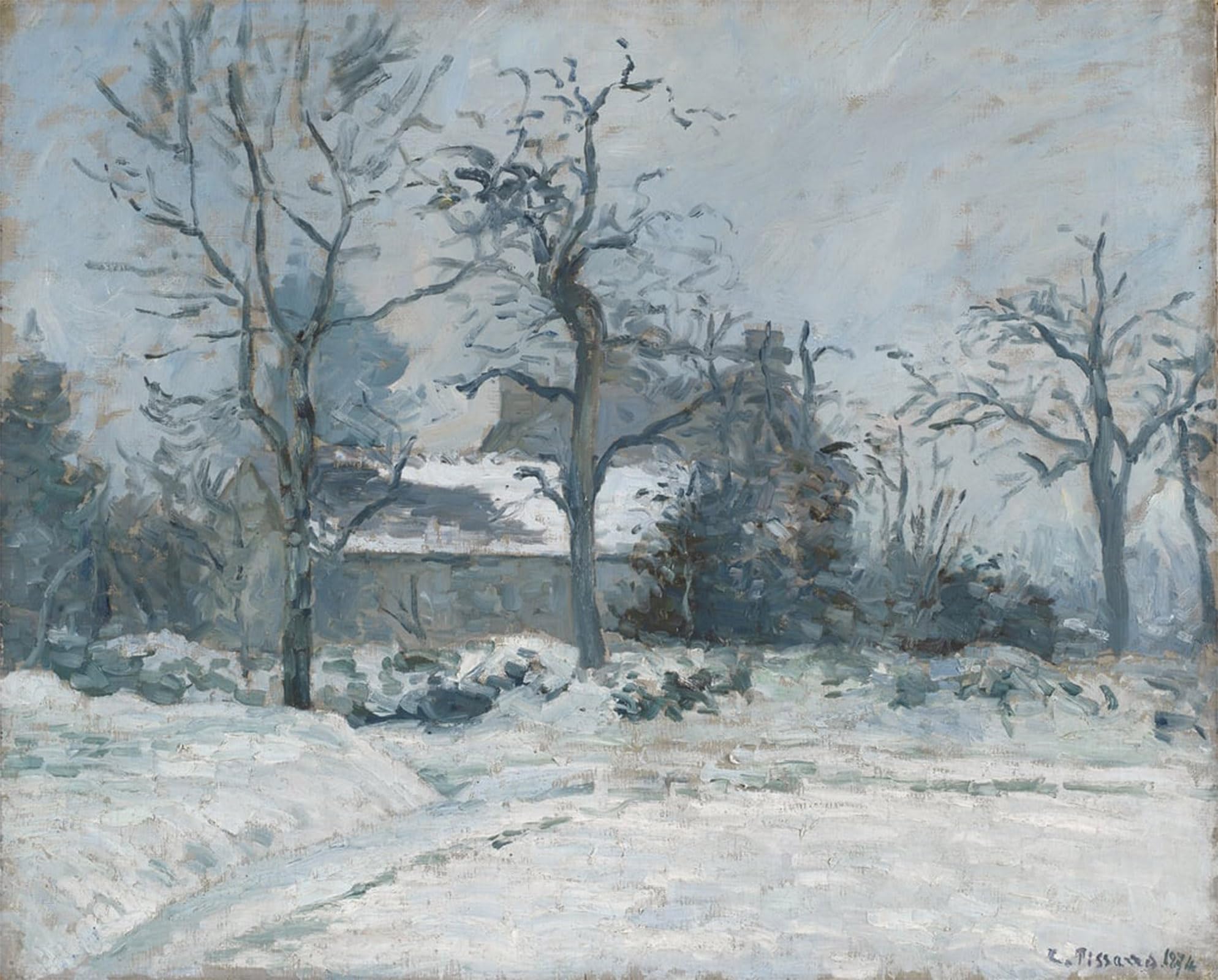 ARTXLXXBN Famous Print Painting Colorful Art Print Piette's House At Montfoucault Snow Effect by Camille Jacob Pissarro Canvas Art Decorations for Home Decor 60x90cm