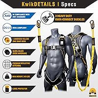 Vista 6 de KwikSafety - SCORPION Safety Harness [w/Attached 6ft Lanyard] Safety Harness Fall Protection Kit ANSI OSHA