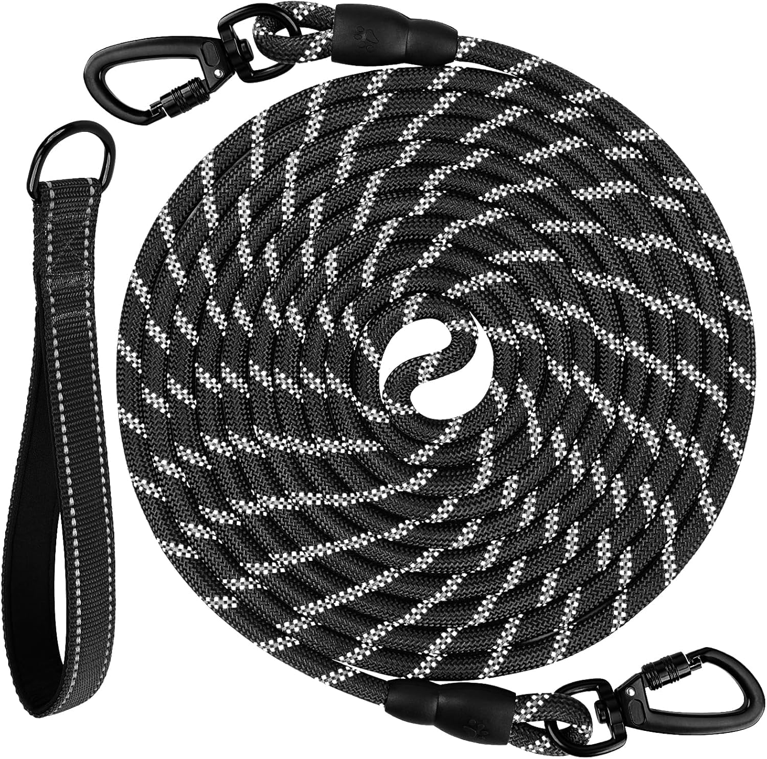 Joytale Longe pour Chien 5m/ 10m/ 15m/ 20m, Poignée Rembourrée, Double Crochets Robustes, Laisse de Dressage pour Chien de Moyen à Grandes Taille (Noir, 5m)