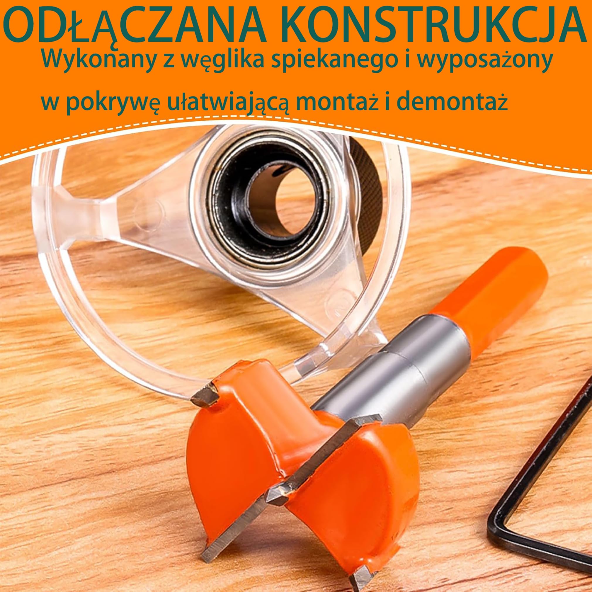 Forstner wiertło do drewna 35 mm | 3 ostrza | Osłona przeciwpyłowa | Twardy stop