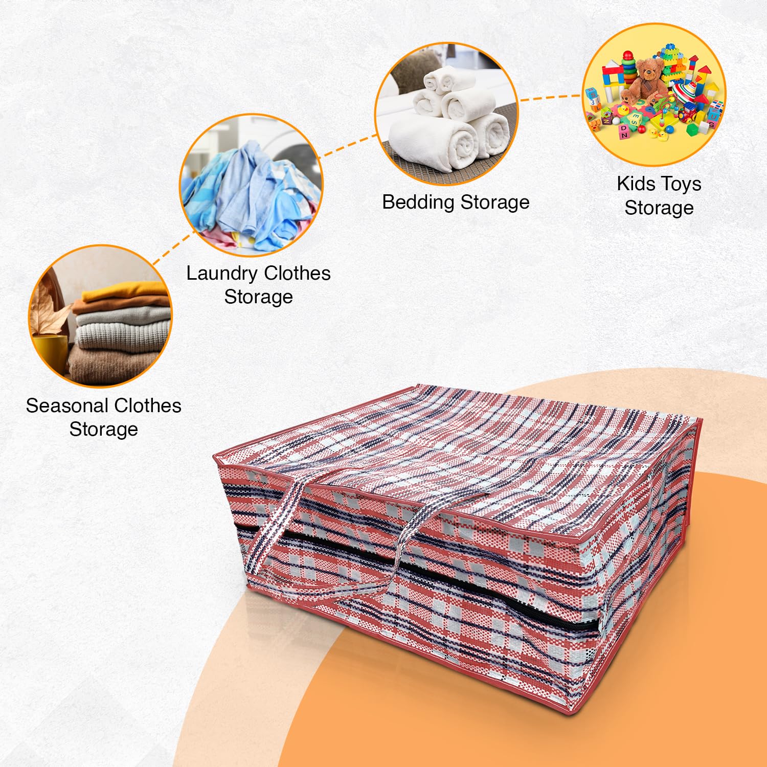 ANSIO Grote Waszakken Pack Van 5 Opbergzakken Herbruikbare Met Ritsen Ideaal Voor Verhuizing Kleding Garderobe Opslag 60l X 25w 50h Cm Diverse Kleuren 2715308779