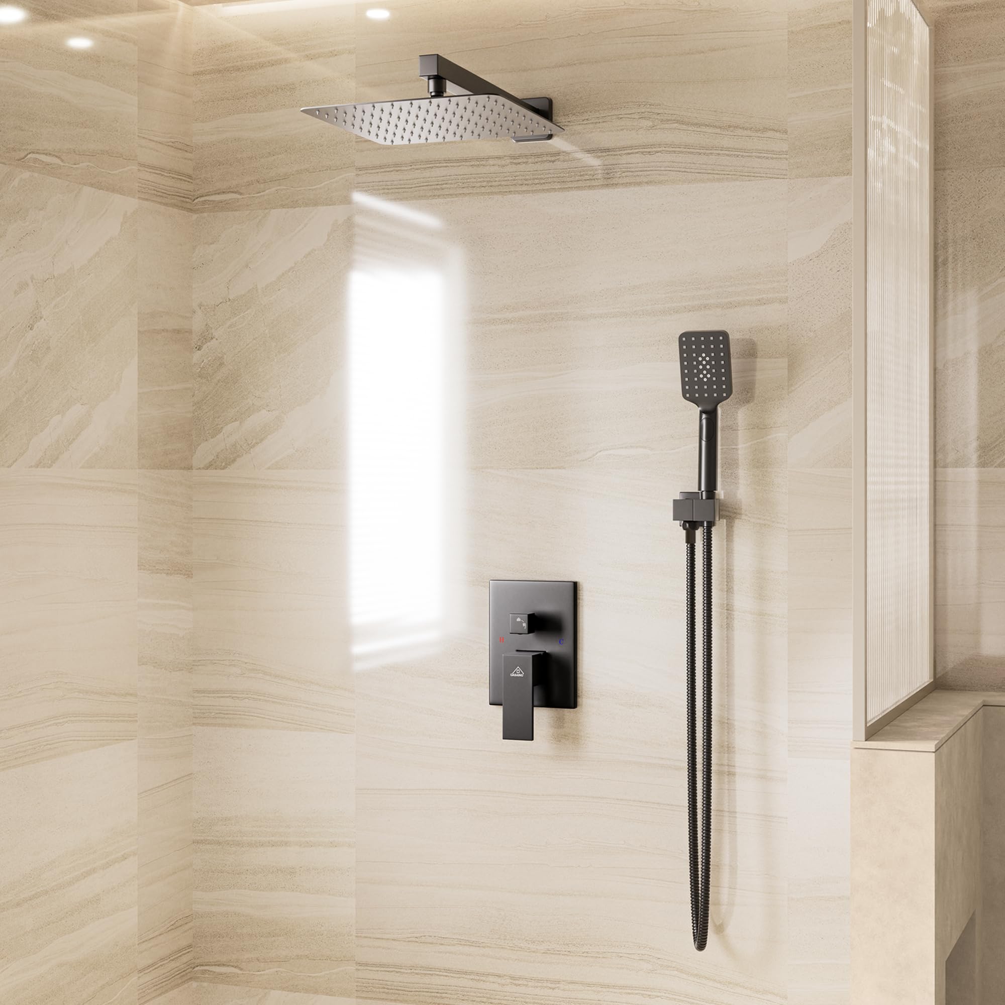 CASAINC Shower System, Wall Mounted 10-inch Square Rain Shower