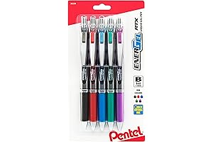 Pentel EnerGel RTX Retractable Liquid Gel Pens, Bold Line, Metal Tip, Assorted...