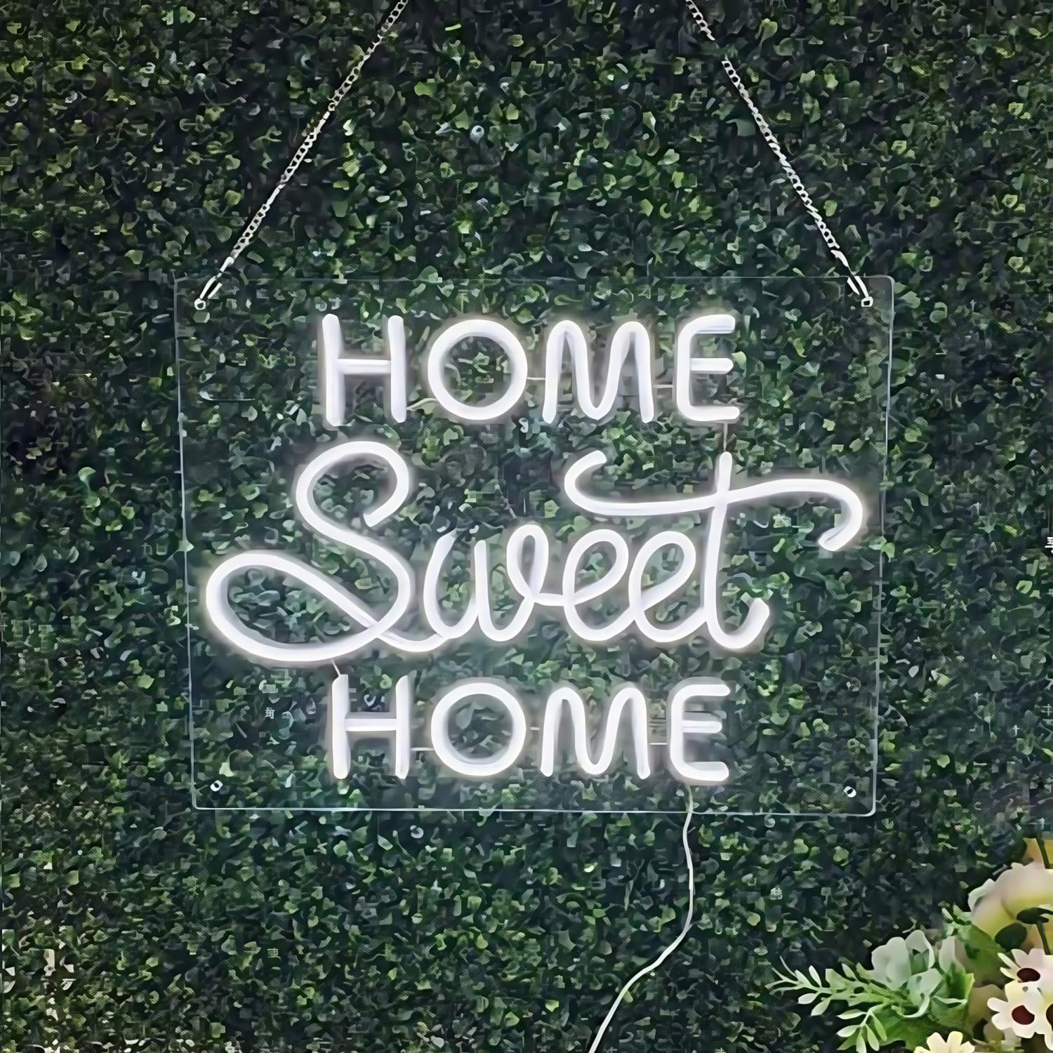 Home Sweet Home Neon Signs for Wall Decor Neon Wall Art Acrylic LED Lights with Hanging Chain Light Up for Bedroom Decor Man Cave Bar Pub graduate Wedding Party 5V USB Powered Dimmable