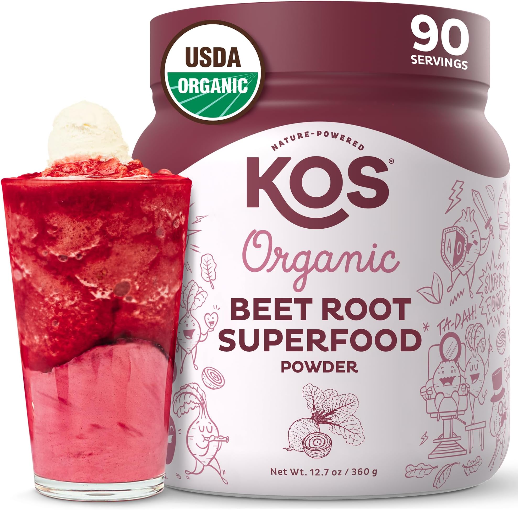 Organic Beet Root Powder, USDA Organic - Natural Nitric Oxide Booster, Superfood Plant Based Beetroot Antioxidant, Supports Active Lifestyle & Healthy Circulation, Soy & Gluten-Free - 90 Servings