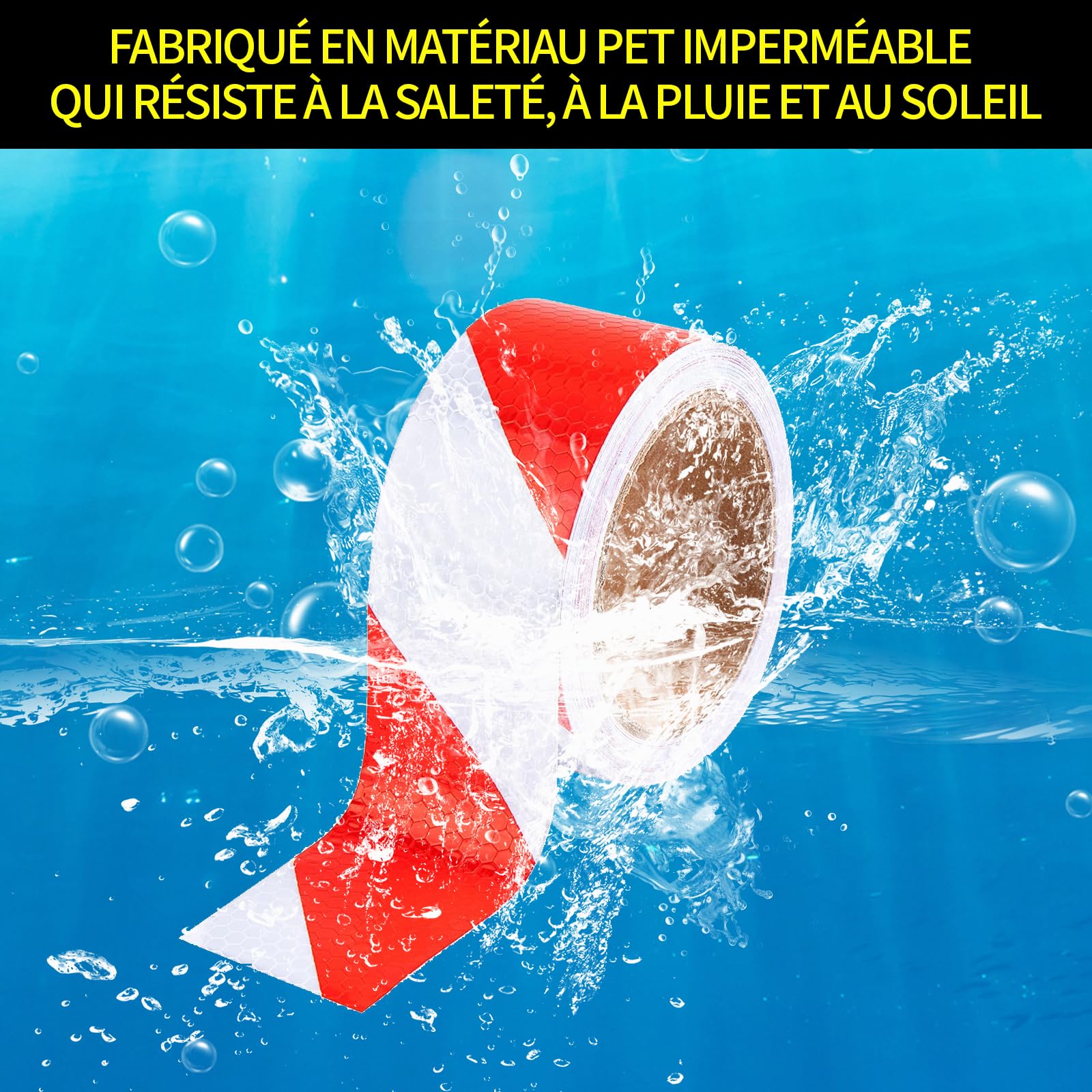 GIONAR Bande Reflechissante Autocollante, 10cmx25m Bande Reflechissante, Rouge et Blanc Ruban Reflechissant Adhesif, pour Véhicules, Camion, Rappel de Sécurité