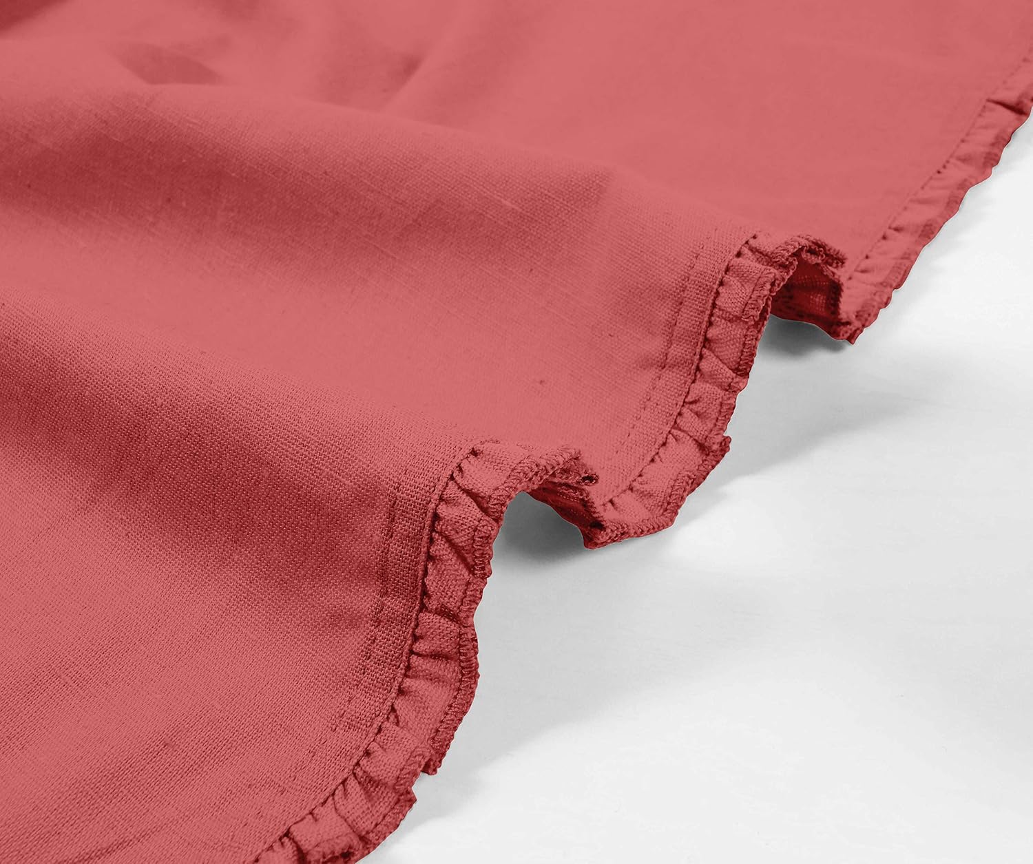 Dark Peach Solid Home Decor Dining Room Reversible Frill Tablemats with Napkins Set-Pack of 6