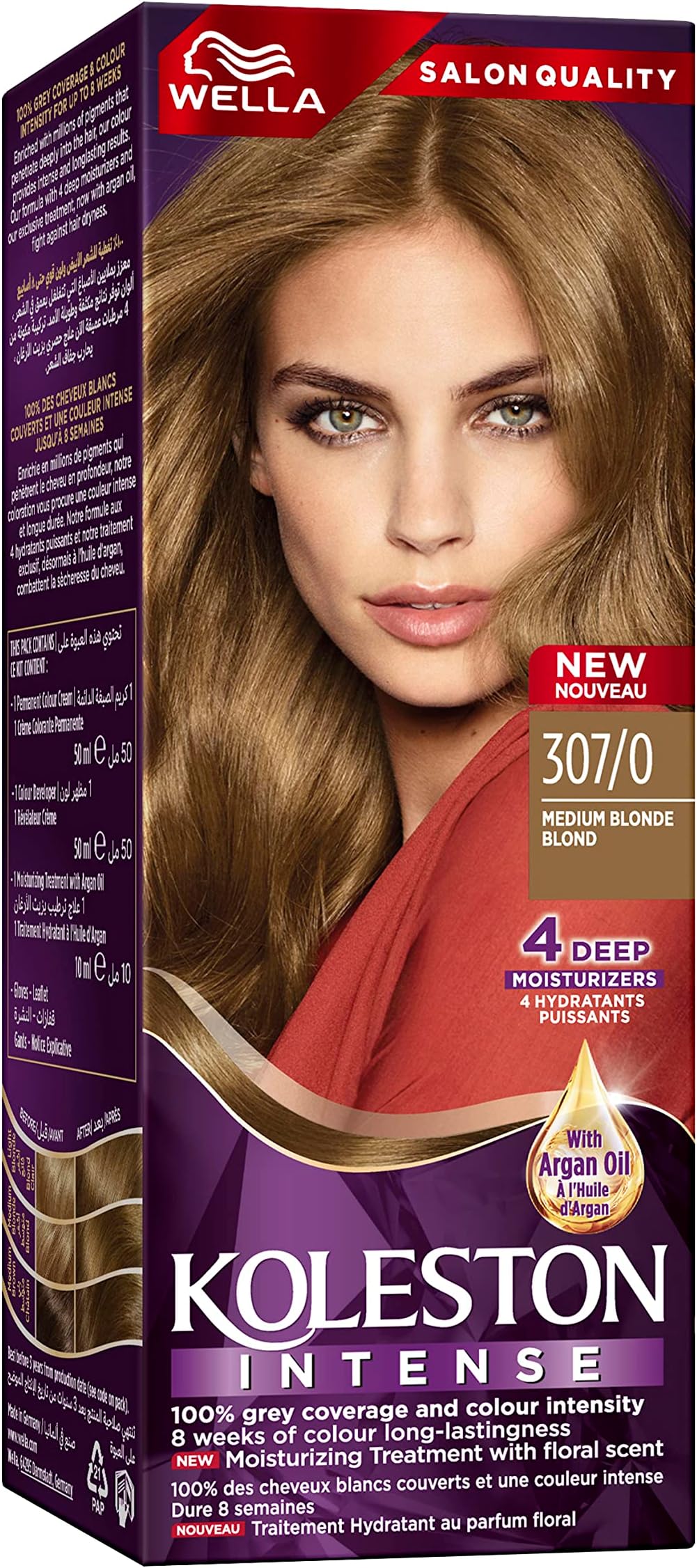 Koleston Hair Color Creme 307/0 Medium Blonde, 100 ml