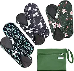 Langsprit Almofadas sanitárias menstruais reutilizáveis absorventes/almofadas de pano lavável para o período menstrual, forros de calcinha reutilizáveis (inverno, M)