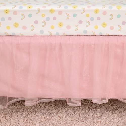 Miniatura 7 de NoJo Happy Days - Juego de ropa de cama para cuna de cuarto de bebé, color rosa, blanco y amarillo, 4 piezas, edredón, sábana bajera ajustable 100%