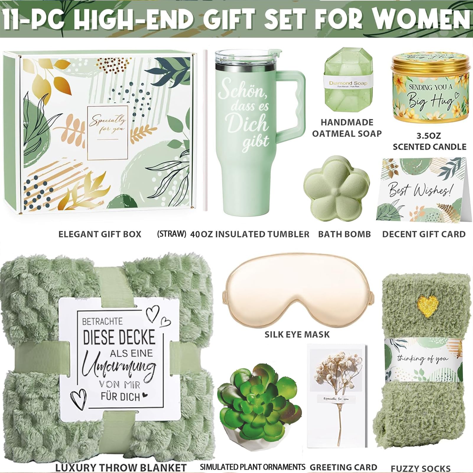 Geschenke für Frauen,Wellness-Geschenkset für Damen - 12PCS | 40oz Edelstahl-Weinbecher, Kuscheldecke, Badezusatz. Für Weihnachten, Geburtstag, Muttertag – Mama, Freundin, Kollegin.