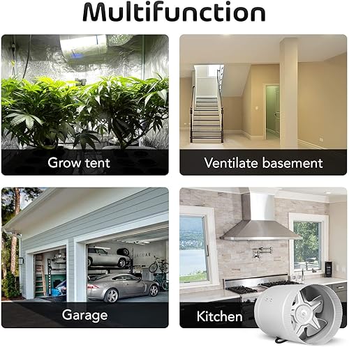 Miniatura 8 de iPower Ventilador de refuerzo en línea de 6 pulgadas y manguera de ventilación de aluminio flexible de 16 pies sin aislamiento para cocina, baño,