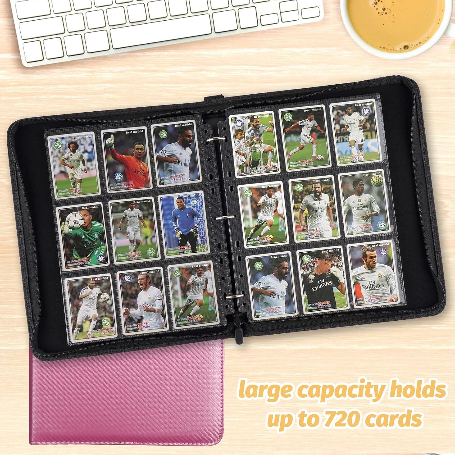 GERMUN 9 Pocket Card Binder, Premium Zip Trading Card Binder, 720 Double Sided Pocket PU Card Collection Binder, Collector Card Album, Card Folder for MTG, TCG, Sports Cards, Game Cards (Pink)