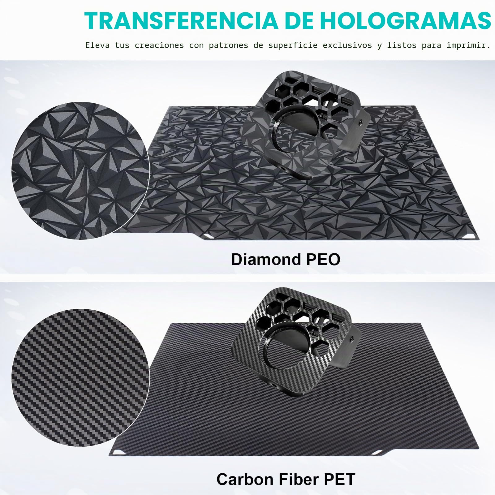 PEO PET Centauri - Placa de impresión de carbono (260 x 271 mm, PEO PEO PEO, hoja de acero flexible, para plataformas de impresora 3D Elegoo Centauri de carbono)