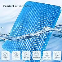 Vista 6 de Cojín de asiento de gel, cojín de asiento de enfriamiento grueso, grande, transpirable, diseño de panal que absorbe los puntos de presión, cojín