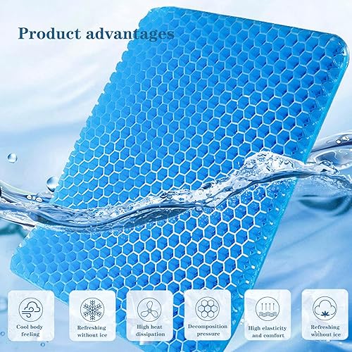 Miniatura 6 de Cojín de asiento de gel, cojín de asiento de enfriamiento grueso, grande, transpirable, diseño de panal que absorbe los puntos de presión, cojín