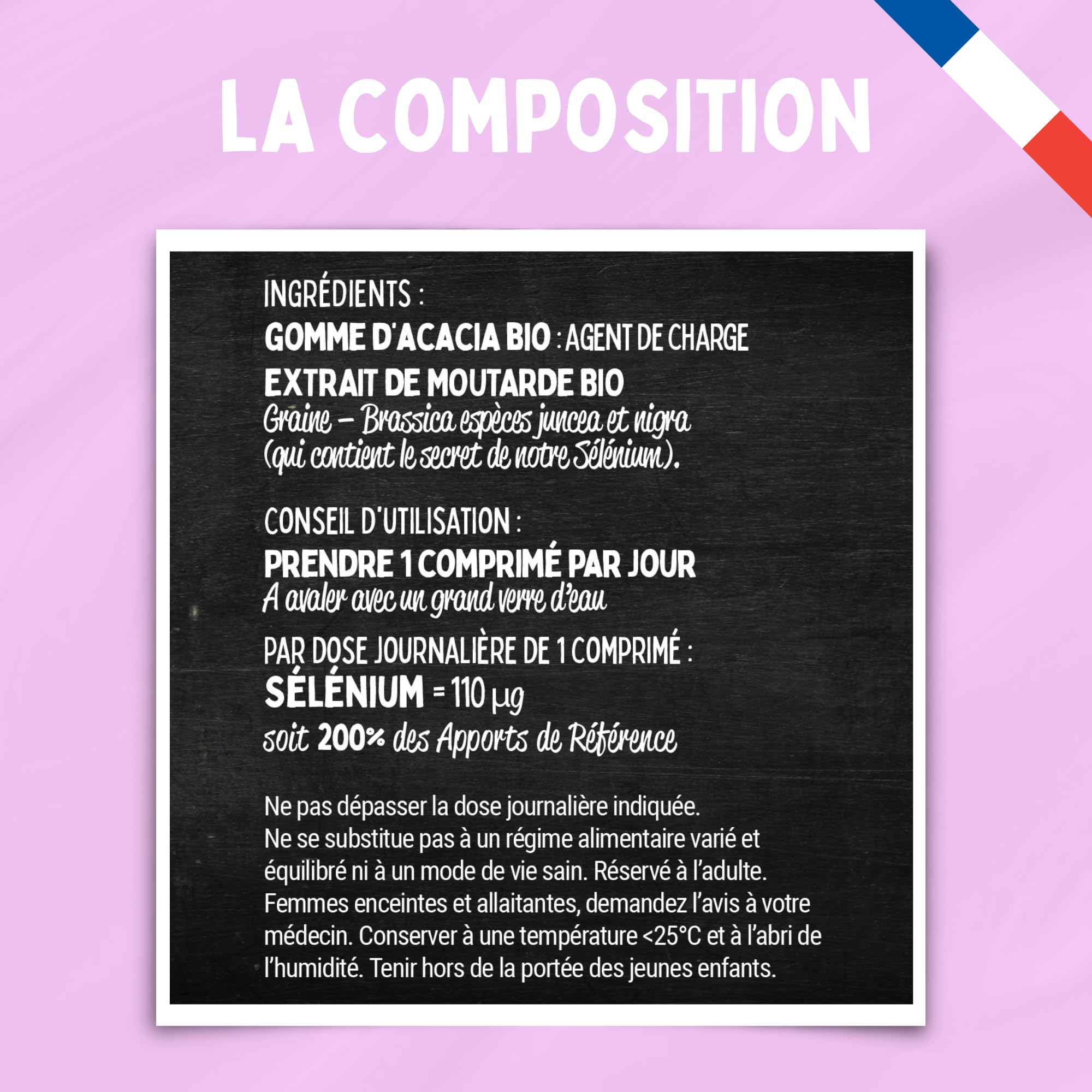Selenium Naturel Vegan 110 µg, 200% AR - Antioxydant et Protection Cellulaire - Immunité et Peau - Cheveux et Ongles - 90 Comprimés - Fabriqué en France
