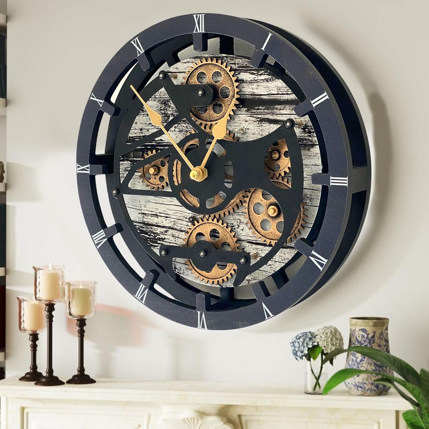 The Gears Clock 16 inches Wall Clock with Real Moving Gears