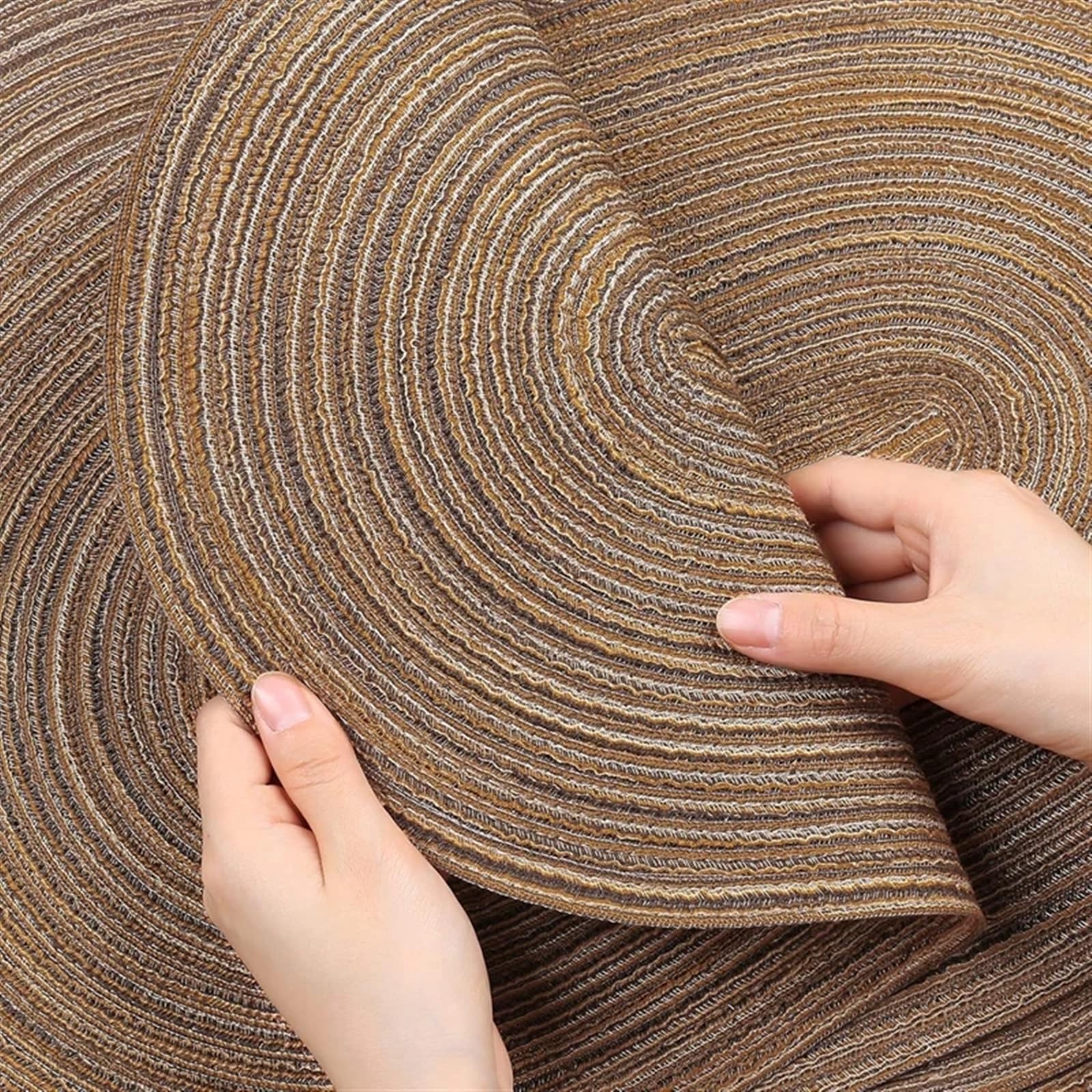 Juego de manteles Manteles Individuales Grandes de 30x50cm, manteles Trenzados ovalados Color marrón for mesas Comedor Redondas, Redondos for Mesa Redonda(Cream,35x50cm 6pcs)