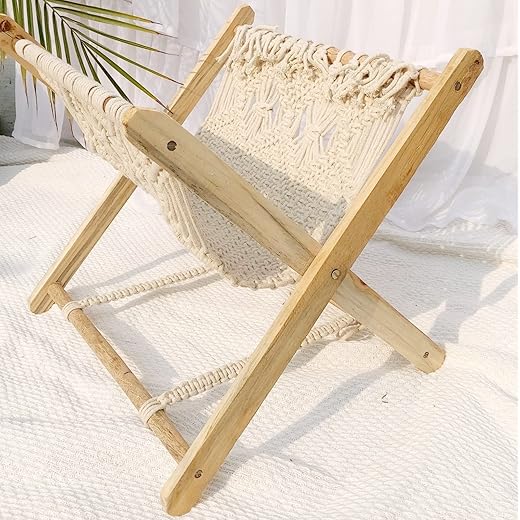 COTTONCUBE Macrame Bookend Beige 18 L x 16 W