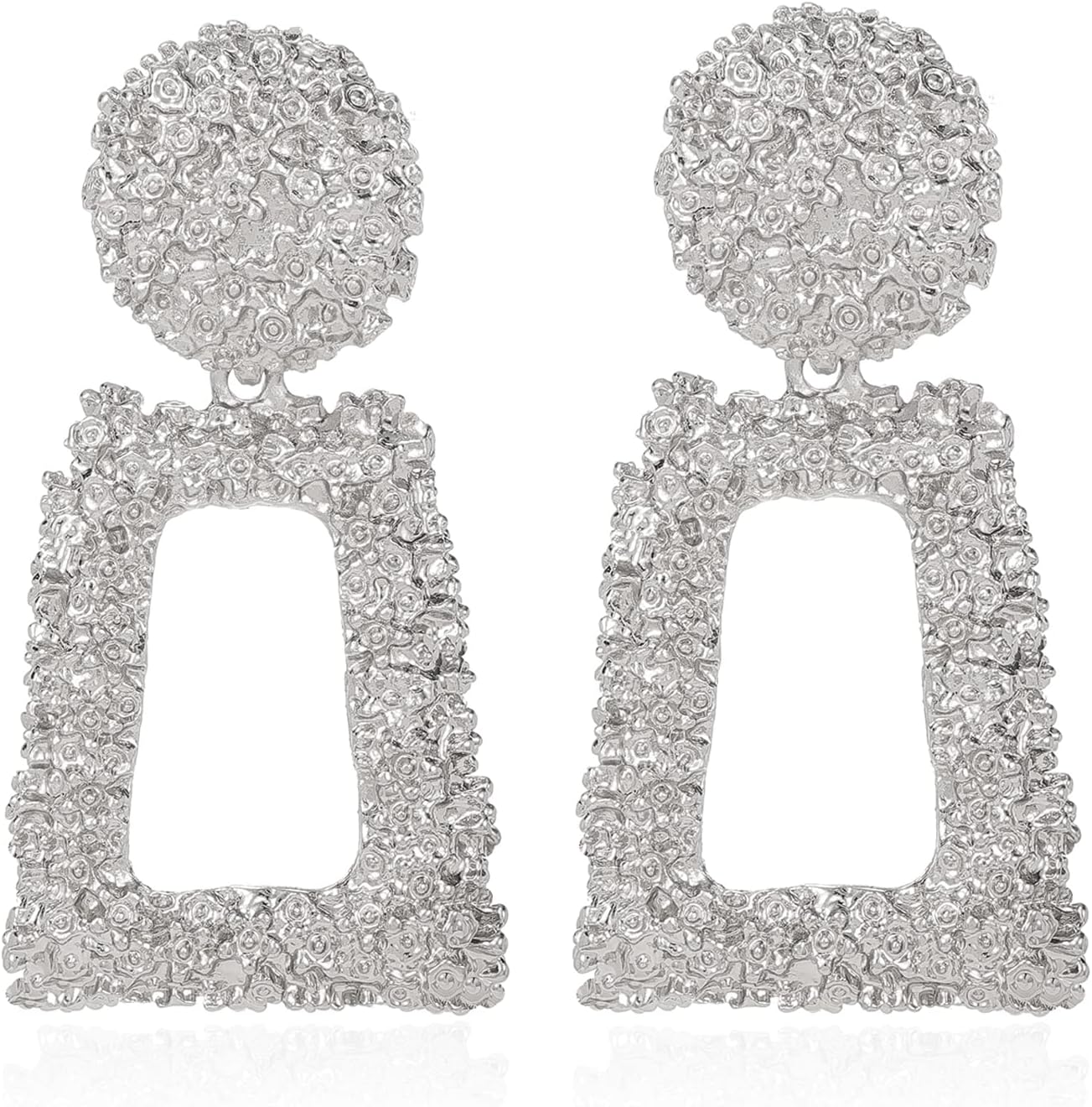 ATIMIGOStatement Drop Earrings Large Metal Rectangle Geometric Dangle Earrings Silver/Gold for Women