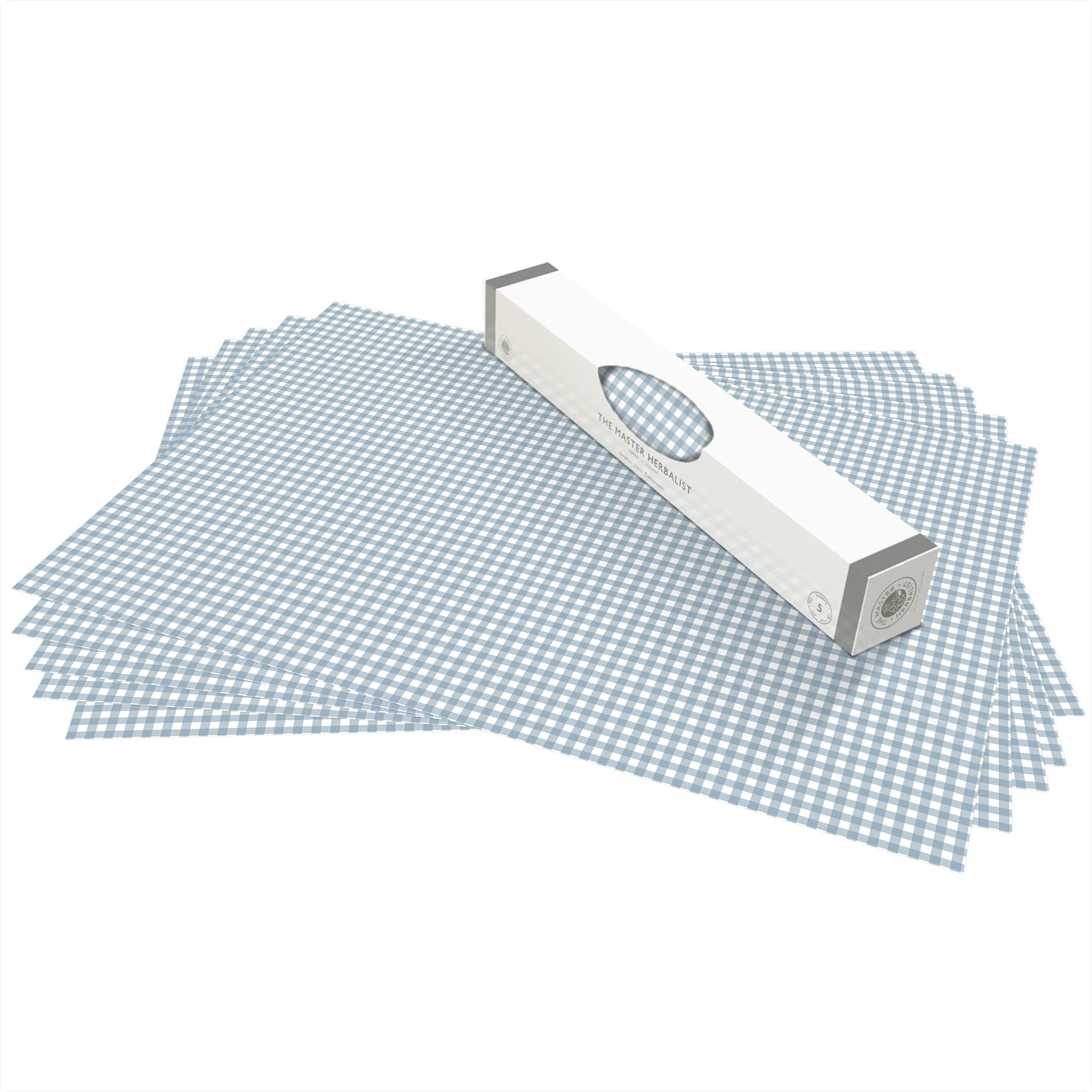 The Master Herbalist UNSCENTED & WIPE CLEAN Drawer Liners in a COOK'S BLUE GINGHAM Design - Perfect for Kitchen Drawers, Shelves, Cupboards & Cabinets. Contains 10 Sheets. Made in the UK.