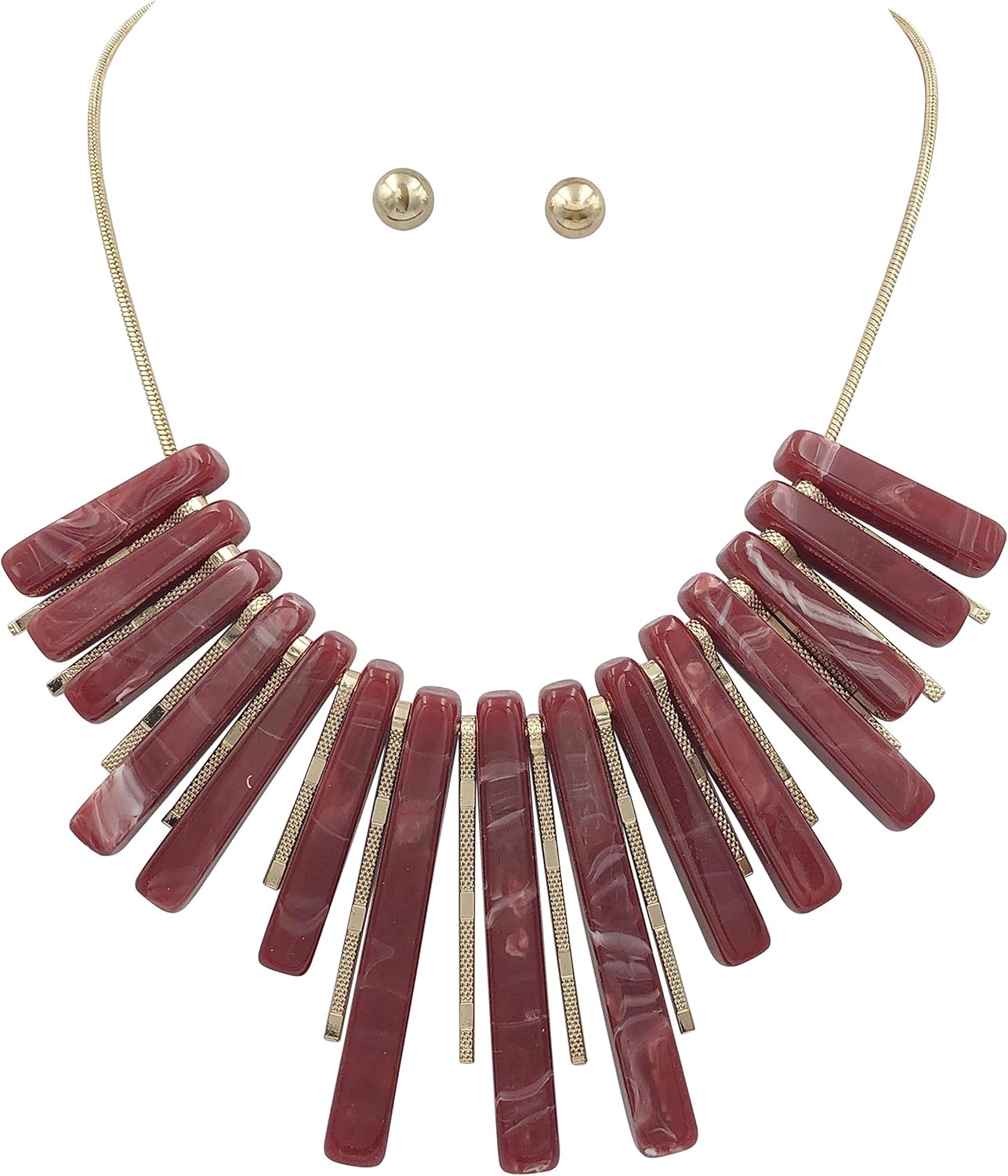 Gypsy Jewels Flair Fan Chunky Big Statement Unique Funky Large Necklace & Stud Earrings Set