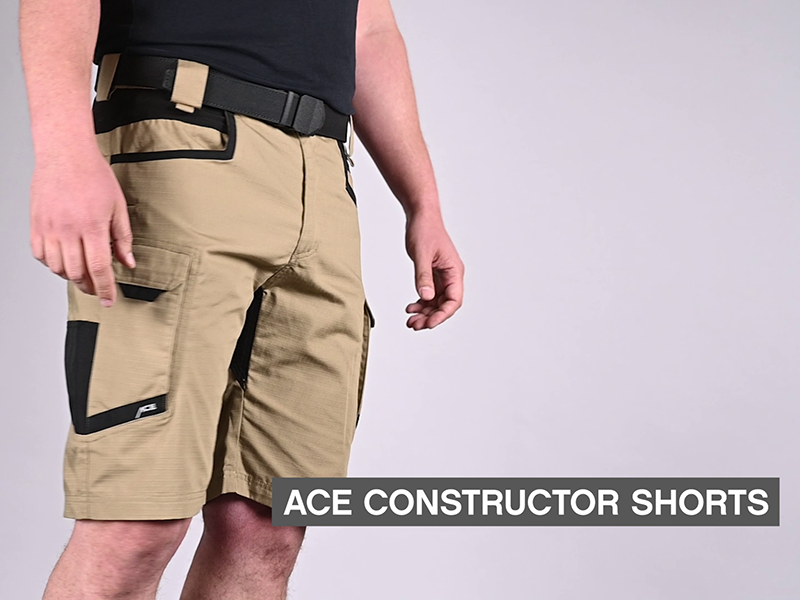 Short De Travail Homme ACE Constructor Plus - Bermuda Cargo Avec Ceinture Stretch - Noir 48