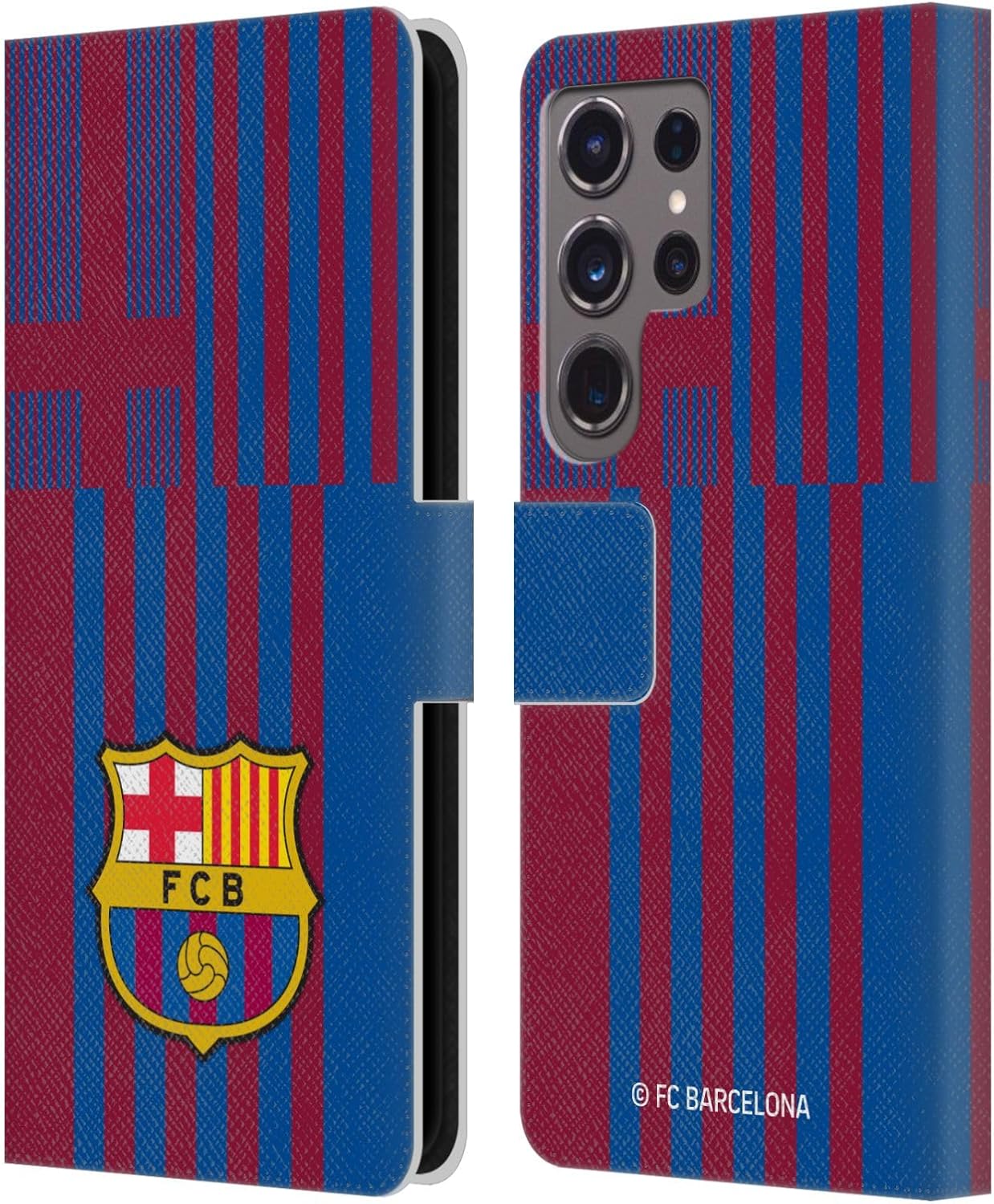 Head Case Designs Officially Licensed FC Barcelona Home 2021/22 Crest KIT Leather Wallet Case Compatible with Samsung Galaxy S24 Ultra 5G