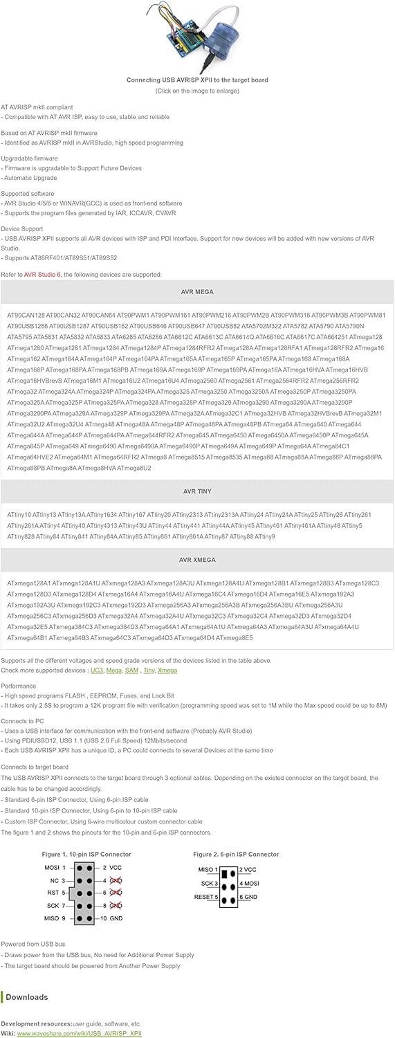 Compatible Atmel at AVR ISP mk2 MKII ATMEL AVR Programmer USB AVRISP XPII in-System Programmer Supports AVR Studio 4/5/6/7