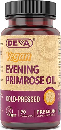 DEVA Aceite de onagra vegano, prensado en frío, sin refinar, 90 cápsulas, 1 paquete