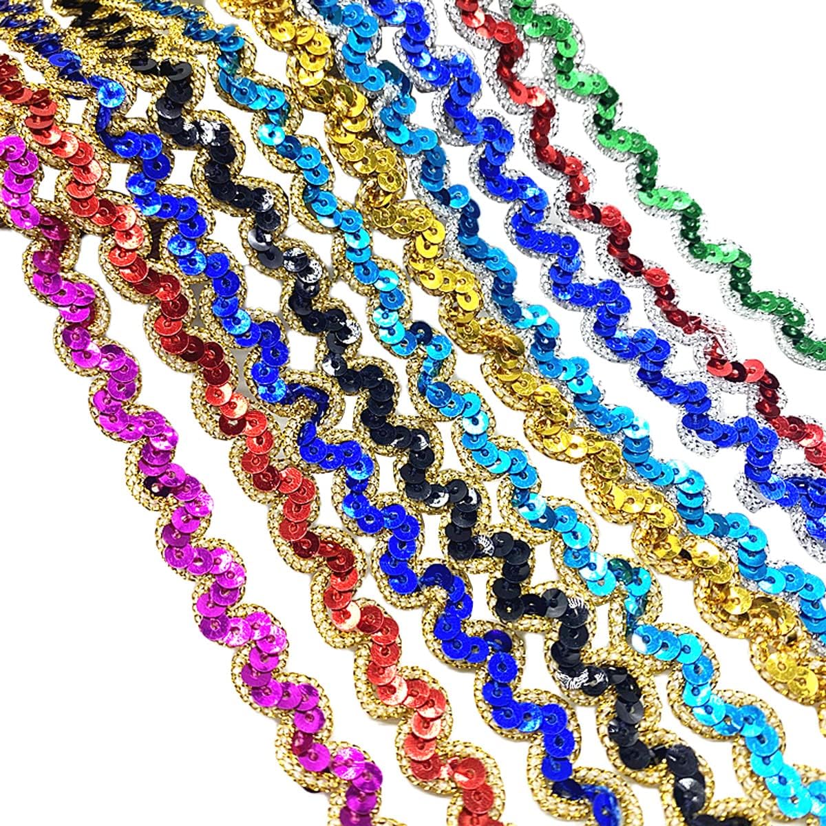 Zhiheng 14 Yards Scalloped Edge Ribbon Wide 1cm Sequin Trim with Gold Silver Trimming Scroll Braid Lace for Sewing Party Cosplay Wedding Clothes DIY Vintage Accessories (Green)