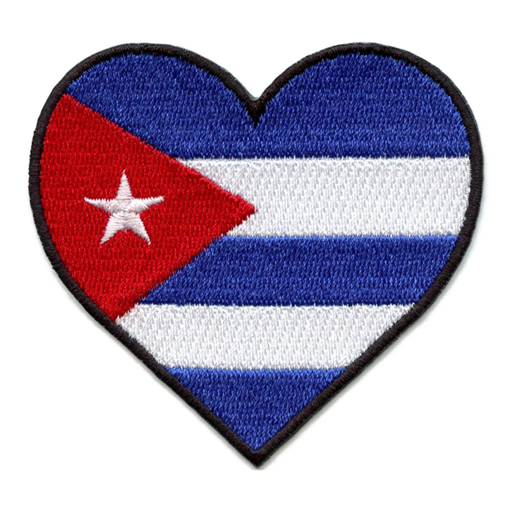 Cuba Country Flag Patch Heart Hispanic Culture Embroidered Iron On