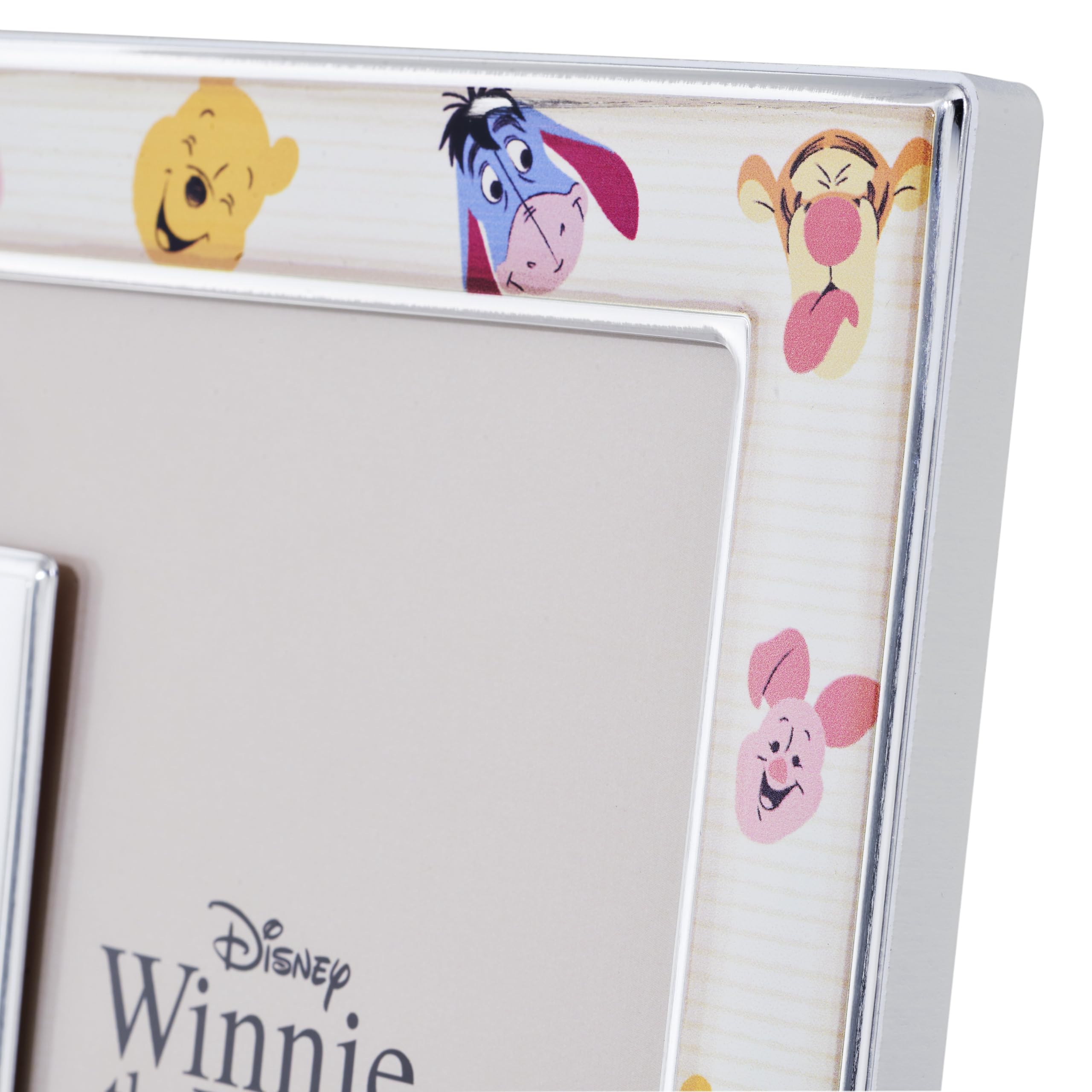 VALENTI & CO. Disney Baby - Winnie The Pooh - Cornice Porta Foto Doppia da Tavolo, in Argento, Idea Regalo Bambino o Neonato per Battesimo o Compleanno