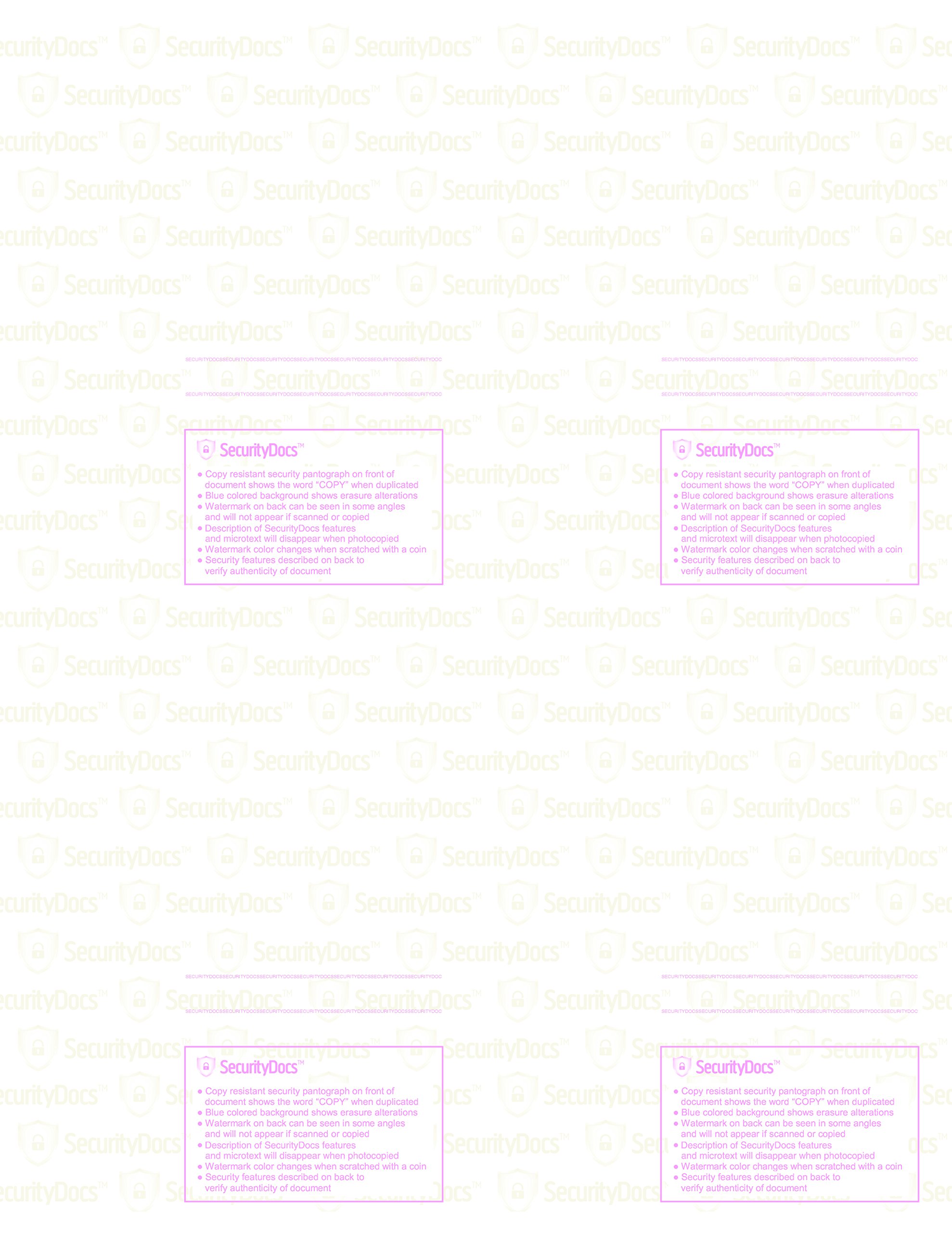 SecurityDocs Security Paper 8.5 x 11 