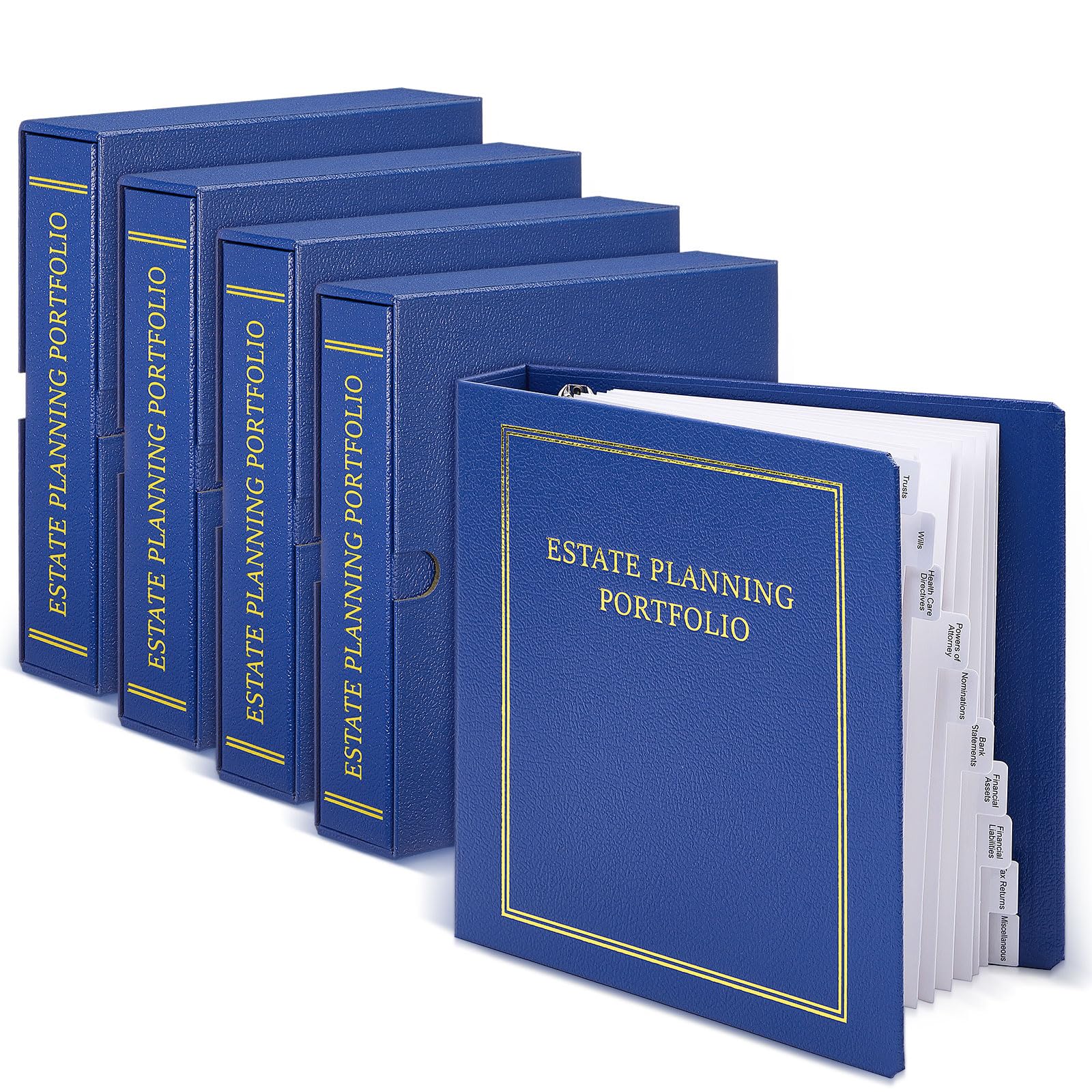 Photo 1 of Feifeiya 4 Pcs Blue Estate Planning Portfolio Binders with Gold Title in Case I Die Organizer with Index Tabs and Cardboard Slipcase 3 Ring Binders 11.5 x 11 x 2.5 Inches