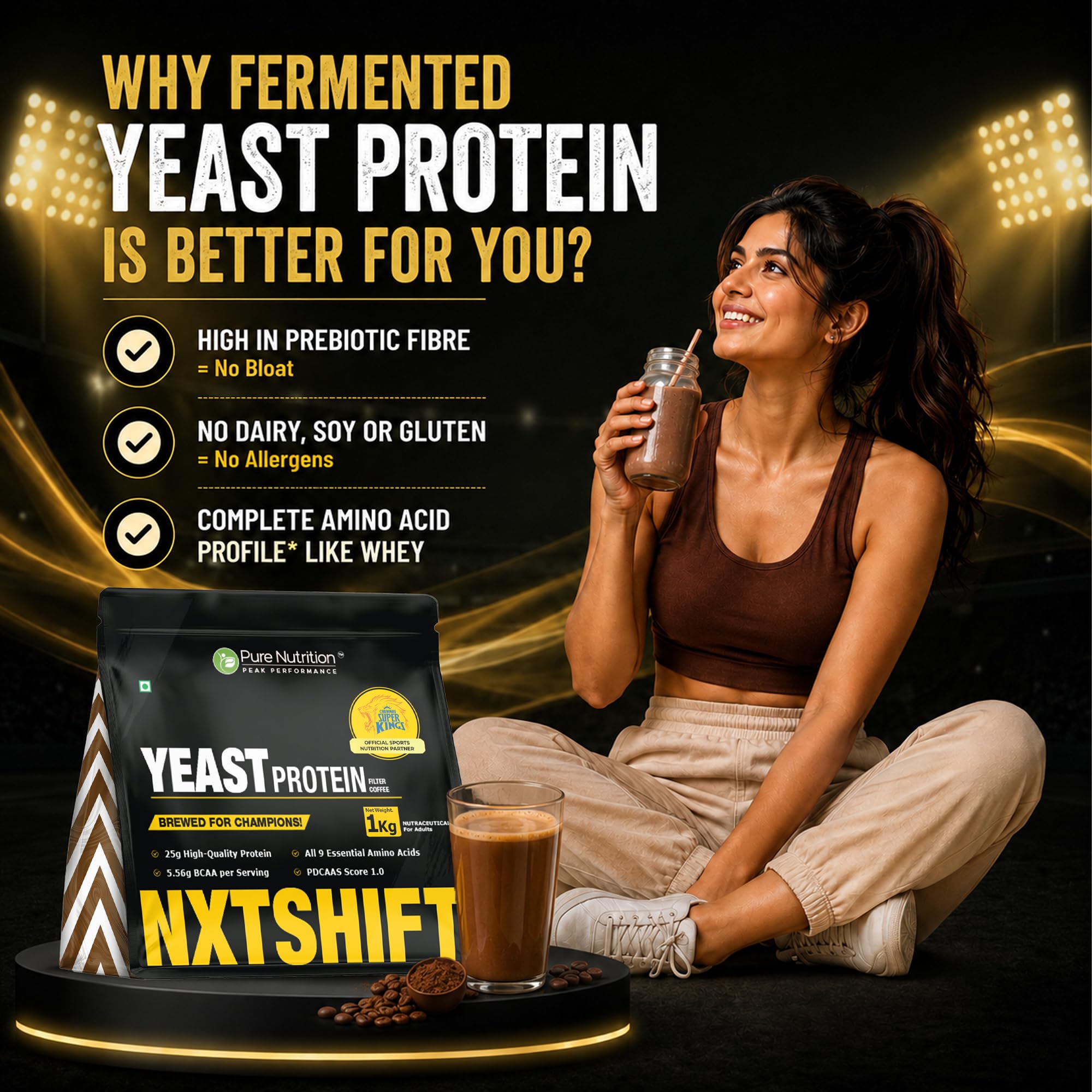Pure Nutrition Fermented Yeast Protein Isolate Powder | 25g Protein | Higher Absorption than Plant Based Pea Protein Powder | Superior Muscle Recovery | Gut Friendly | Vegan Protein | 1kg Filter Coffee Flavour — Amazon image 9