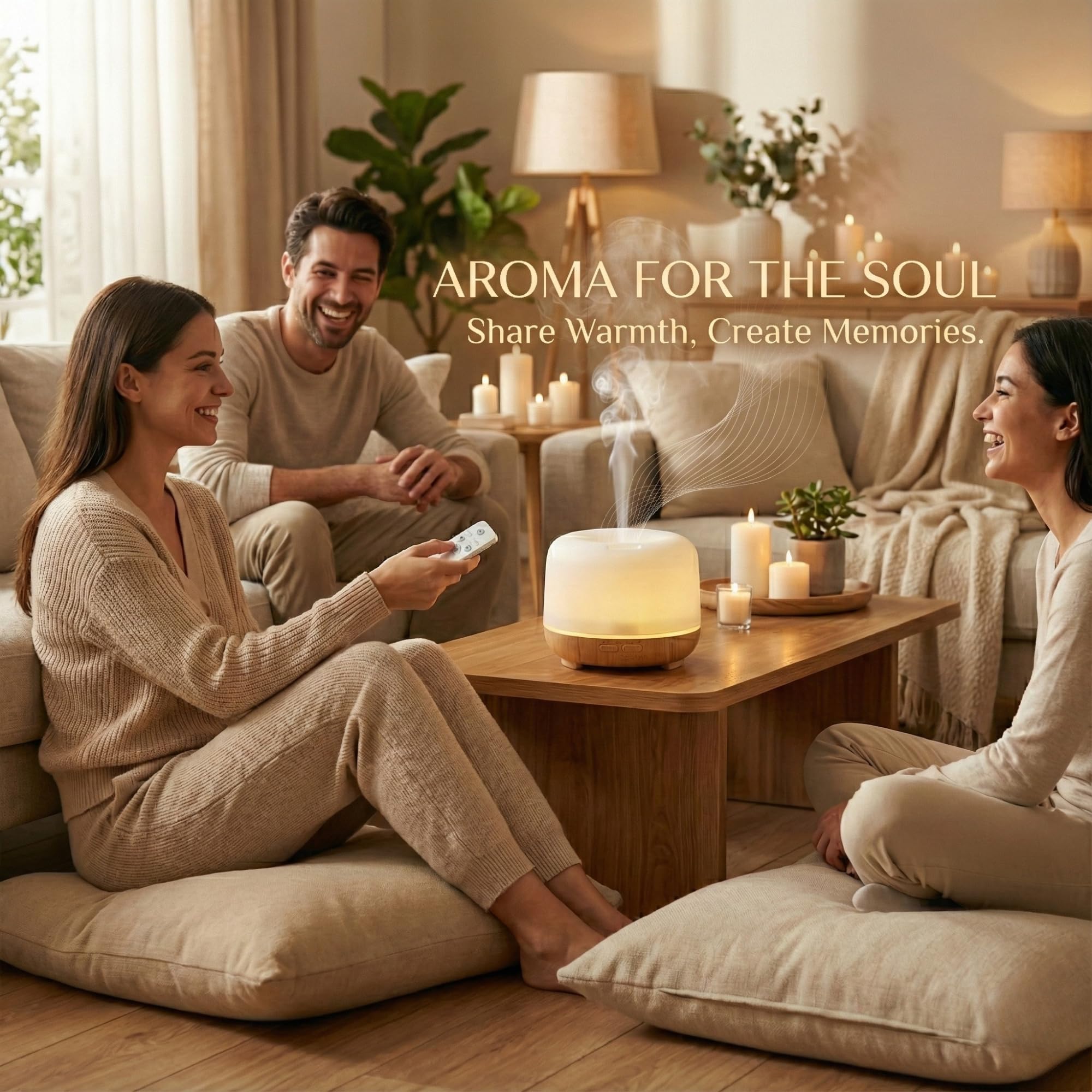 Pure Aroma 500ml Essential Oil Diffuser | Ultrasonic 5-in-1 Aromatherapy Humidifier | Timer & Auto-Off Safety | Quiet Air Humidifier | LED Night Light | Elegant Brown Finish | Best for Home & Office - Image 4 thumbnail