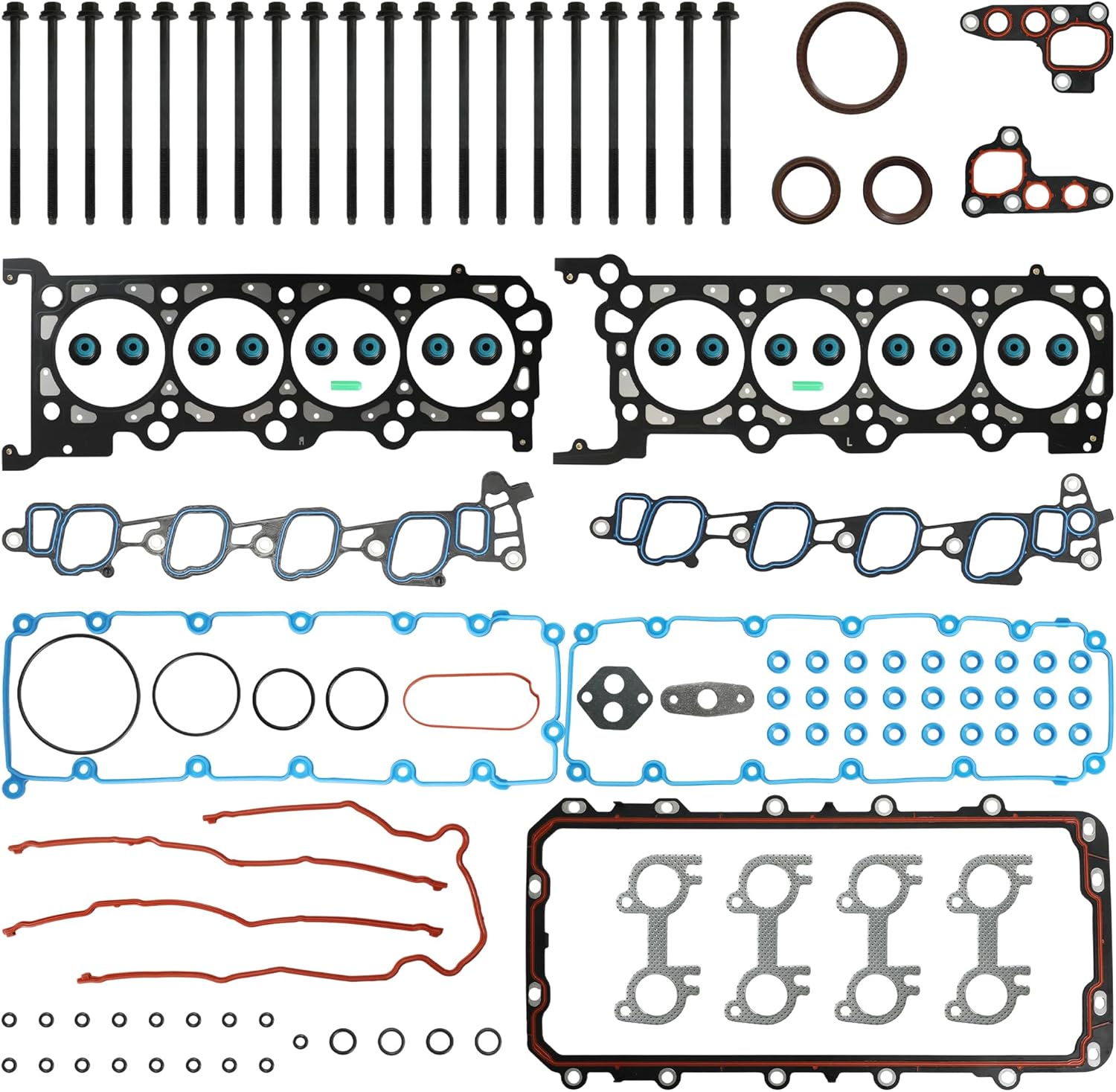 5.4 Full Gasket Set w/Cylinder Head Bolts Fit for Ford E150 E250 E350 E450 Super Duty 5.4L 2004-2008 SOHC 16V HS9792PT-7 CS9790-5 ES72798