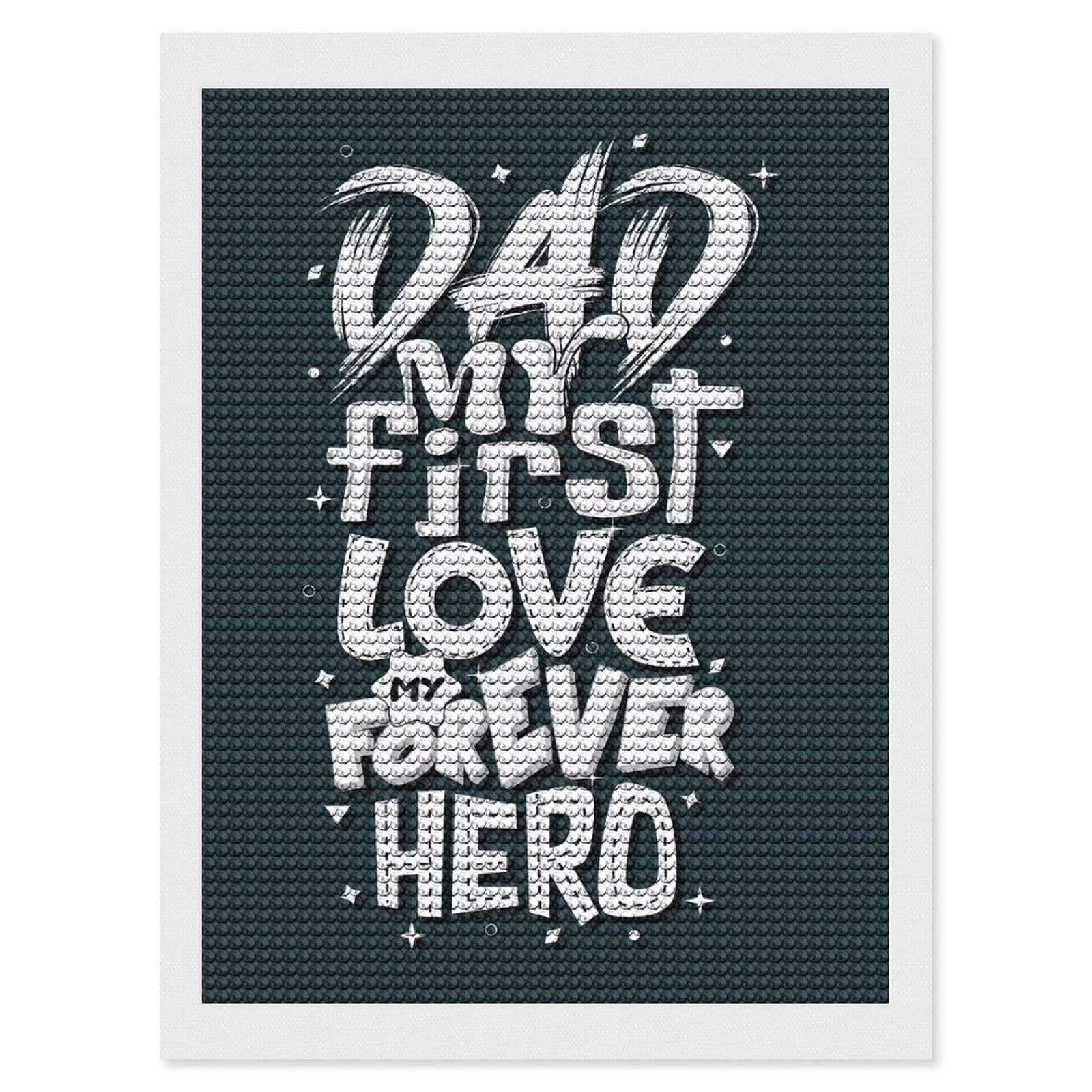 Junmoney Dad My First Love Diamond Art Canvas 12"x16", Full Kit Included, Bedroom Decor, for Beginners, Thoughtful Handmade Gift