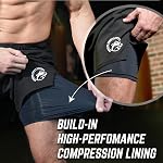 2-in-1 BJJ MMA Fight Shorts Built-in Compression Lining: Grappling, Brazilian Jiu Jitsu, No-Gi Shorts